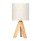 Small Bedside Table Lamp Wooden Tripod Nightstand Lamp with Fabric Linen Shade
